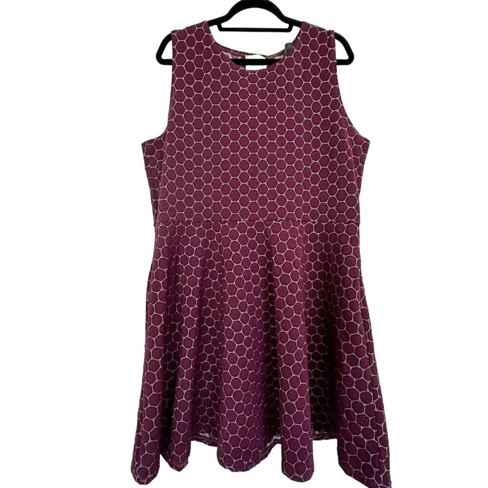 Leota Womens Purple Sleeveless Jacquard Luxe Aubergine Fit & Flare Dress Size 3L
